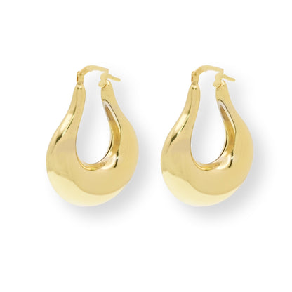 Gold Plated 925 Sterling Silver Puffed Chunky Teardrop Latch Lock Earring - ARE00042GP