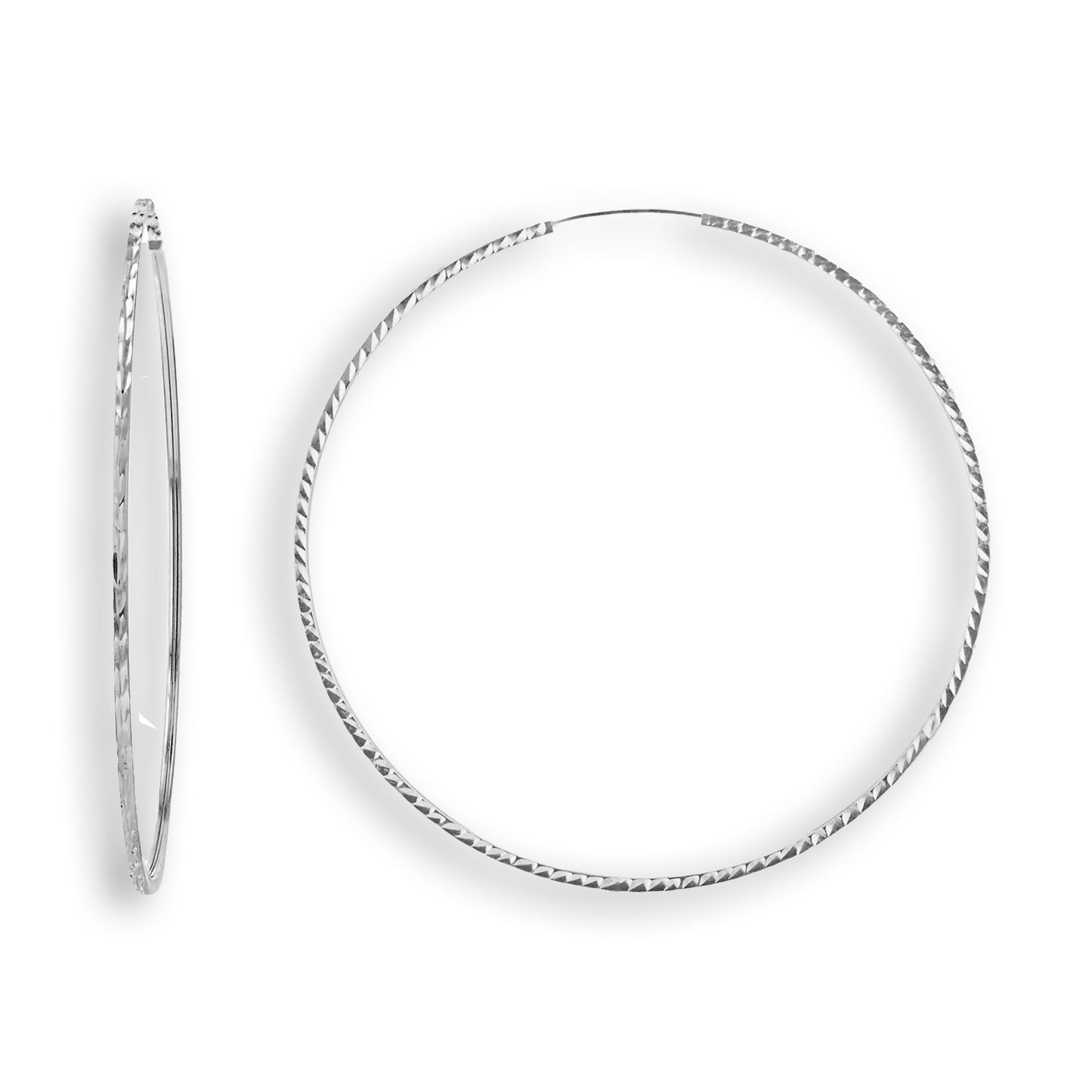 Rhodium Plated 925 Sterling Silver Braided Hoop Earring - ARE00049RH