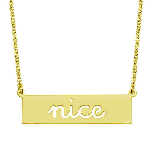 Silver 925 Gold Plated Nice Engraved Bar Pendant Necklace  - ARN00058GP | Silver Palace Inc.