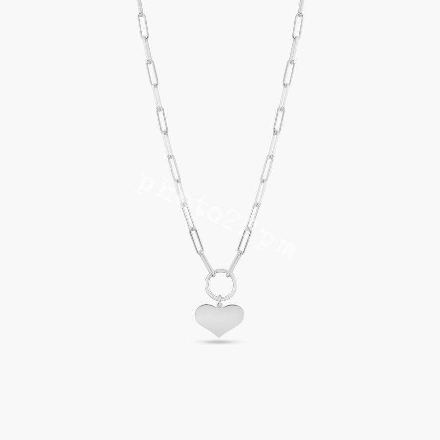 925 Sterling Silver Basic Link Chain Heart Necklace - ARN00062 | Silver Palace Inc.