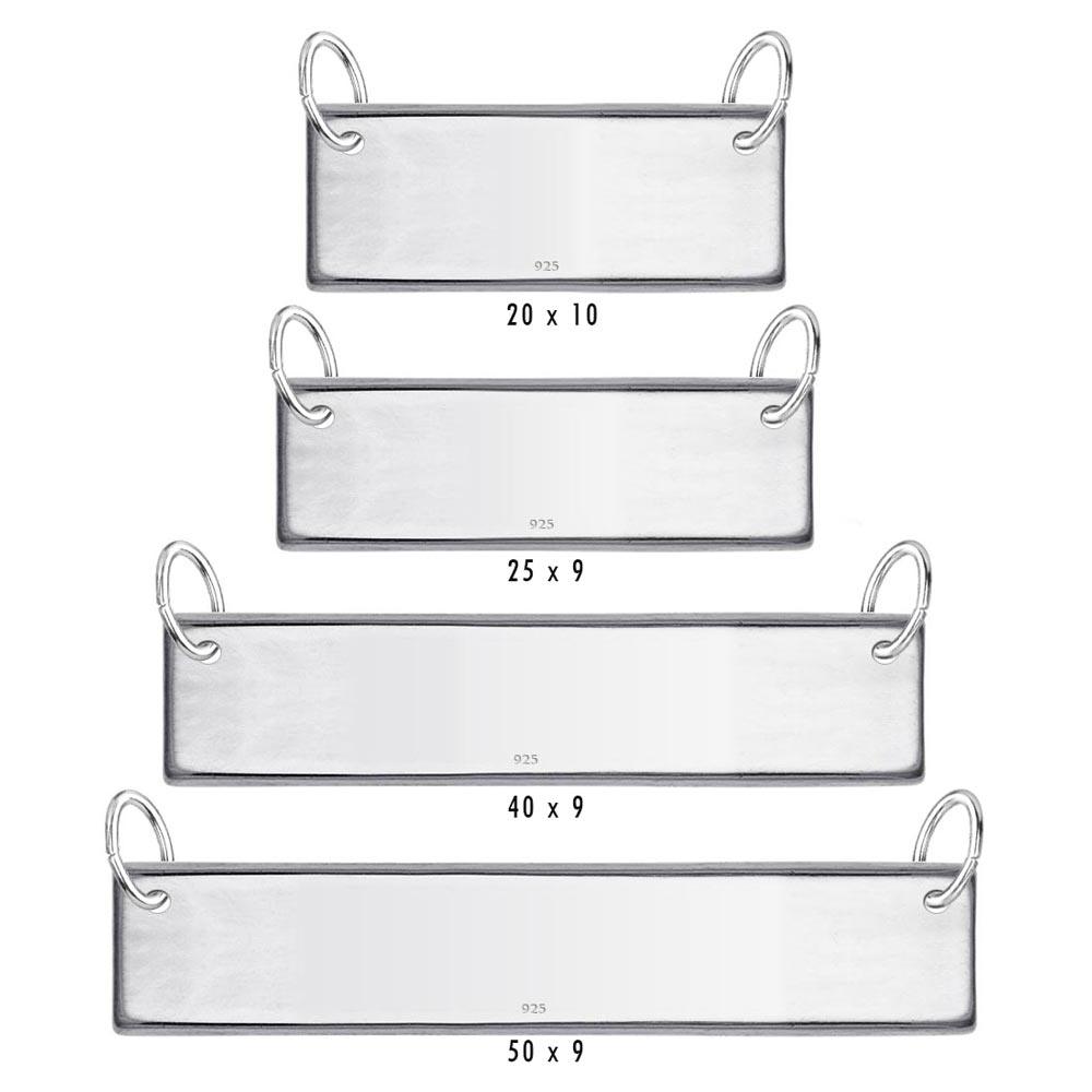Silver 925 High Polished Engravable Tag Bar Charm 9mm - BAR02-9 | Silver Palace Inc.