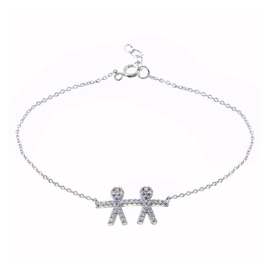 Silver 925 Rhodium Plated CZ Boy Chain Bracelet - BGB00335BOY | Silver Palace Inc.