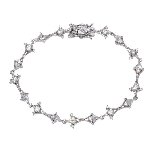 Silver 925 Rhodium  Plated CZ Tennis Link Bracelet - BGB00314 | Silver Palace Inc.