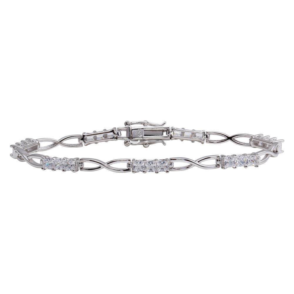 Silver 925 Rhodium Plated 4.4mm Infinity Link CZ Tennis Bracelet - BGB00318CLR | Silver Palace Inc.