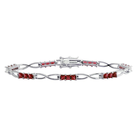 Silver 925 Rhodium Plated 4.4mm Infinity Link Red CZ Tennis Bracelet - BGB00318RED | Silver Palace Inc.