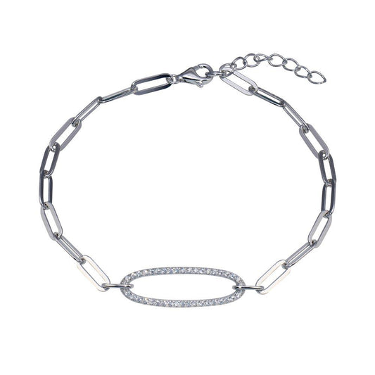 Silver 925 CZ Paperclip Link Bracelet  - BGB00352 | Silver Palace Inc.