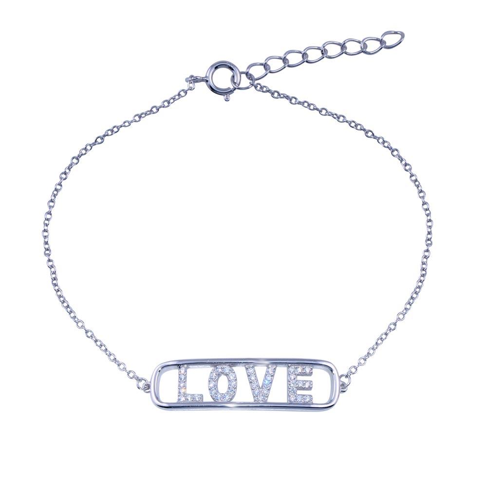 Silver 925 Love Clear CZ Bracelet - BGB00364 | Silver Palace Inc.