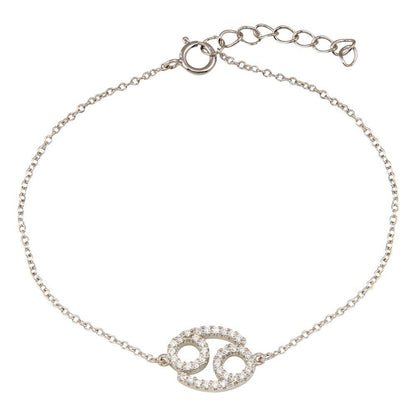 Rhodium Plated 925 Sterling Silver Cancer CZ Adjustable Link Bracelet - BGB00375 | Silver Palace Inc.