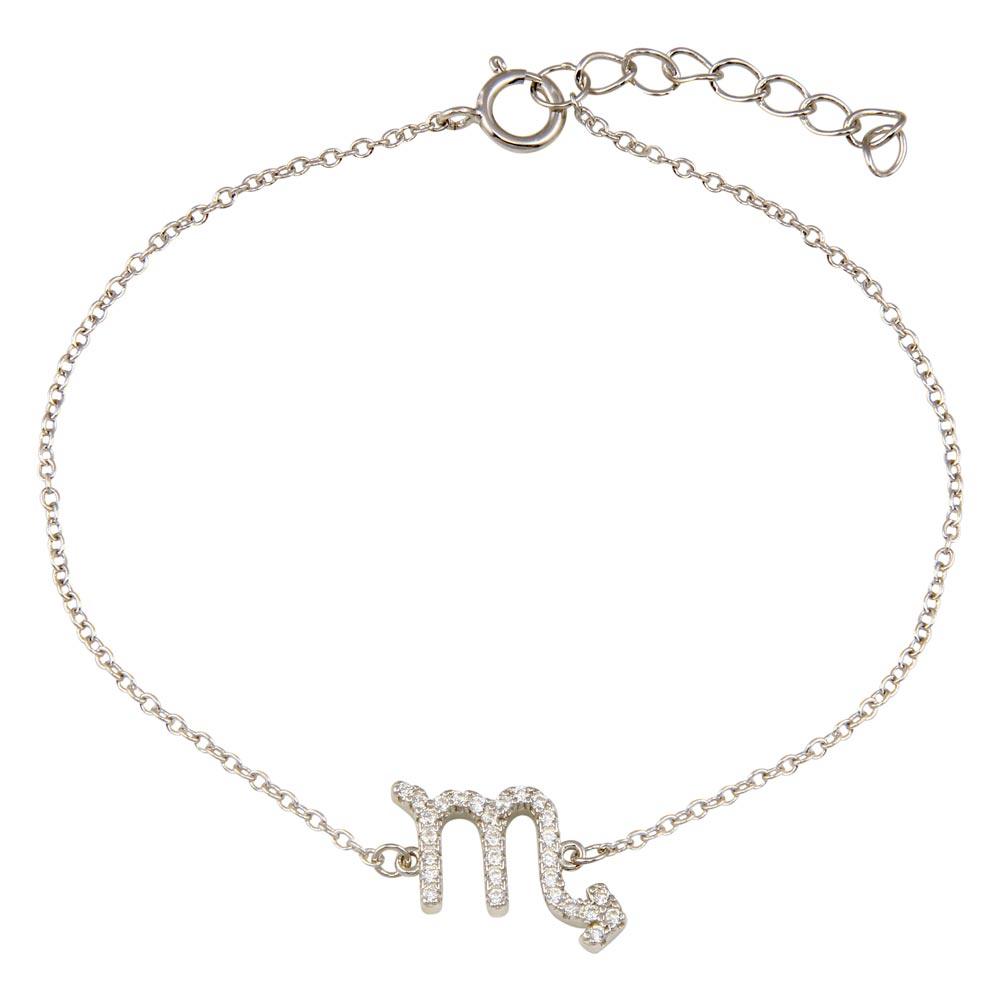 Rhodium Plated 925 Sterling Silver Scorpio CZ Adjustable Link Bracelet - BGB00377 | Silver Palace Inc.