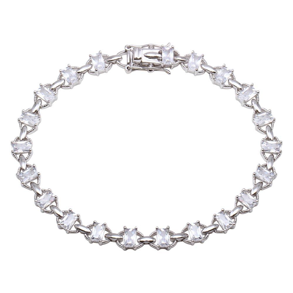 Silver 925 Rhodium Plated 6.1mm Link CZ Tennis Bracelet - BGB00319CLR | Silver Palace Inc.