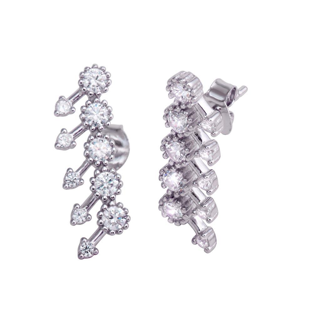 Silver 925 Rhodium Plated 5 Arrow Stud Earrings with CZ - BGE00592 | Silver Palace Inc.