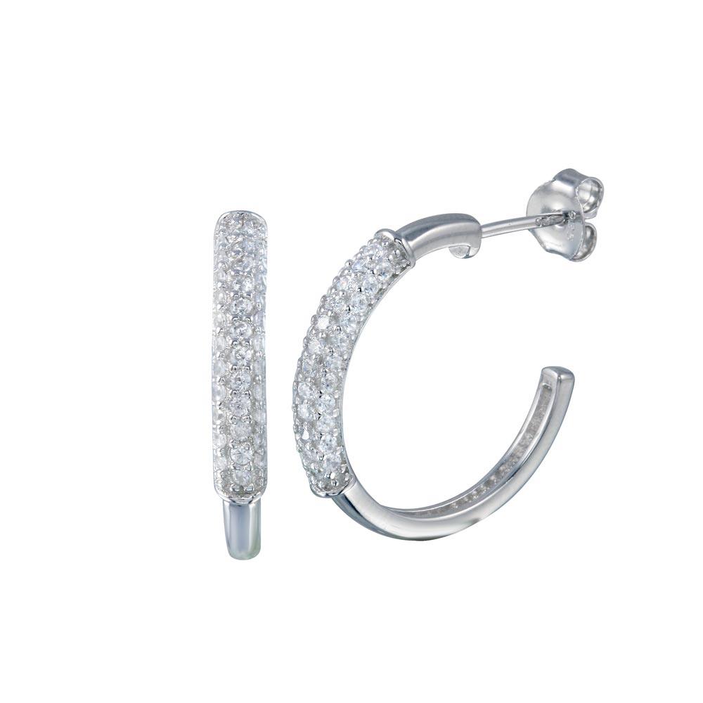 Silver 925 Half CZ Hoop - BGE00666 | Silver Palace Inc.