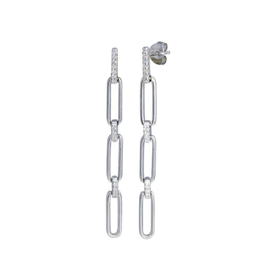 Silver 925 CZ Rectangle Dangling - BGE00664 | Silver Palace Inc.