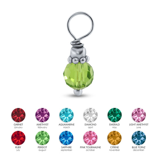 Rhodium Plated 925 Sterling Silver Crystal Birthstone Charm Pendant - BGP00819