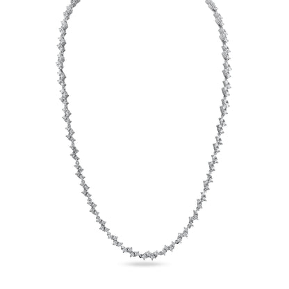 Rhodium Plated 925 Sterling Silver Zig Zag CZ Tennis Necklace - BGP01301