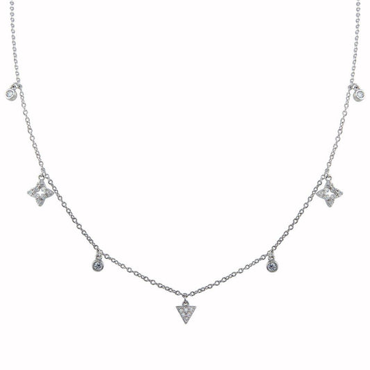Silver 925 Rhodium Plated CZ Charm Necklace - BGP01344 | Silver Palace Inc.