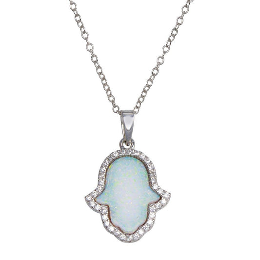 Silver 925 CZ Opal Hamsa - BGP01391 | Silver Palace Inc.