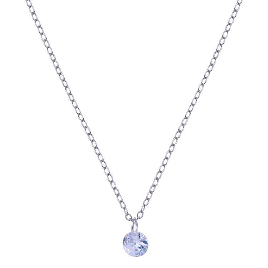Rhodium Plated 925 Sterling Silver Diamond Cut Clear CZ Necklace - BGP01429 | Silver Palace Inc.