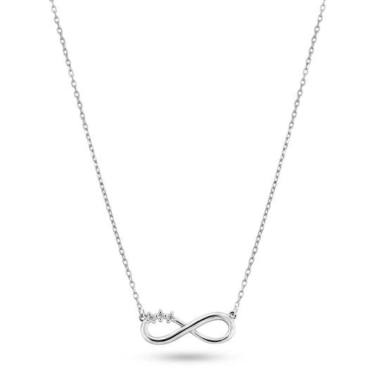 Rhodium Plated 925 Sterling Silver Infinity Design Diamond Necklaces - BGP01474 | Silver Palace Inc.