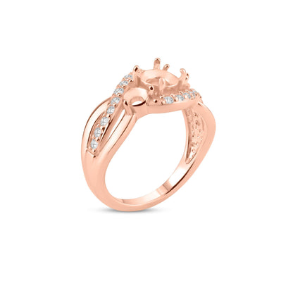 Rose Gold Plated 925 Sterling Silver 3 Mounting Stones Taper Shank Ring - BGR00813RGP