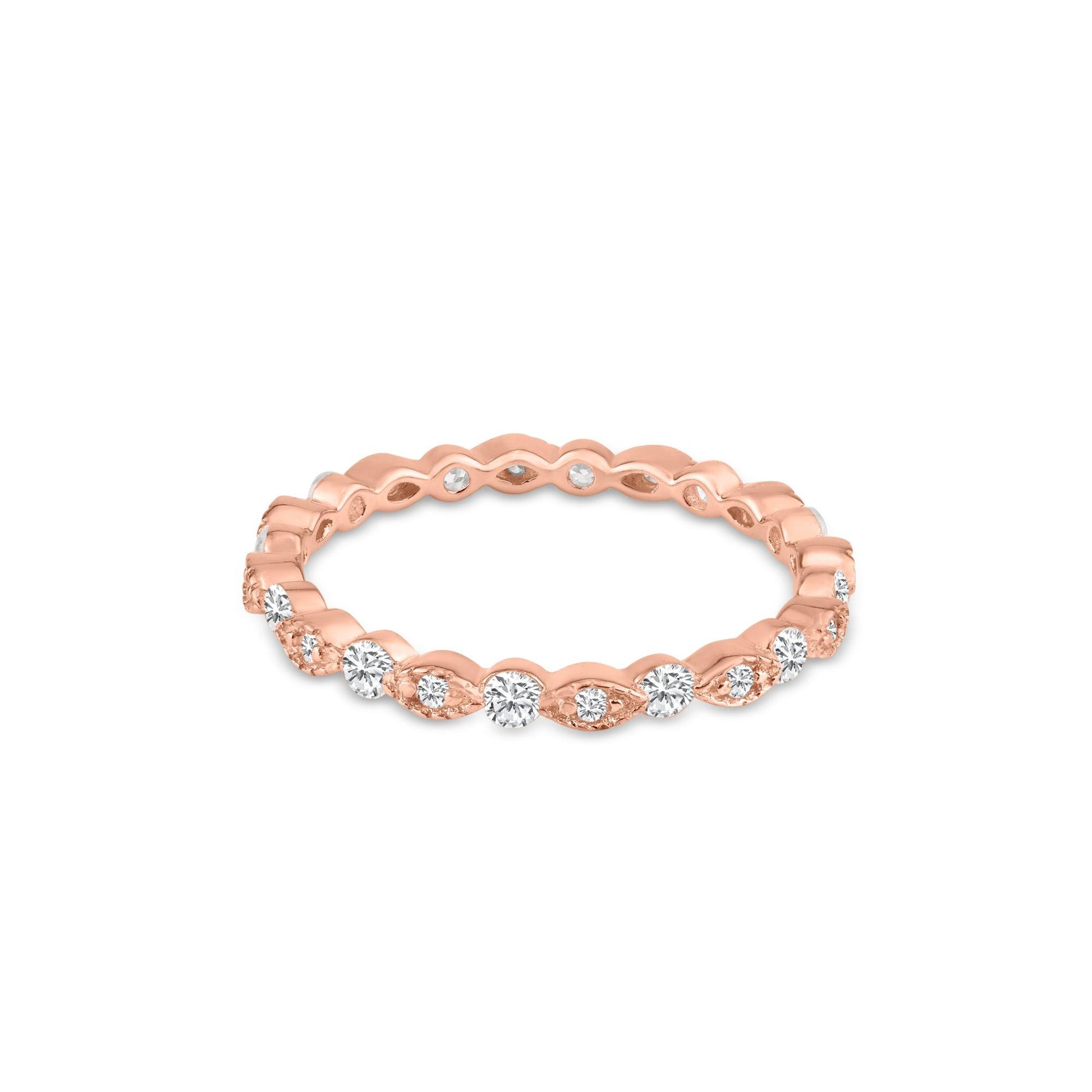 Silver 925 Rose Gold Plated CZ and Eye Pattern Eternity Ring - BGR01185RGP | Silver Palace Inc.