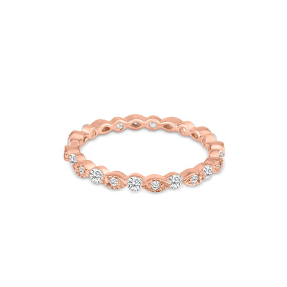Silver 925 Rose Gold Plated CZ and Eye Pattern Eternity Ring - BGR01185RGP | Silver Palace Inc.