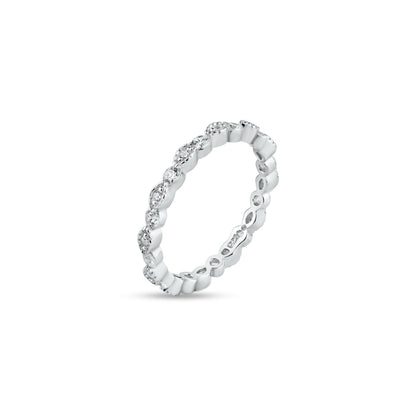 Rhodium Plated 925 Sterling Silver CZ and Eye Pattern Eternity Ring - BGR01185RHD