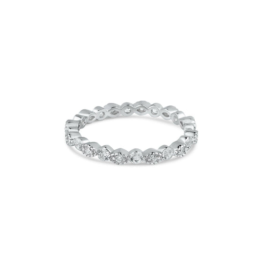 Silver 925 Rhodium Plated CZ and Eye Pattern Eternity Ring - BGR01185RHD | Silver Palace Inc.