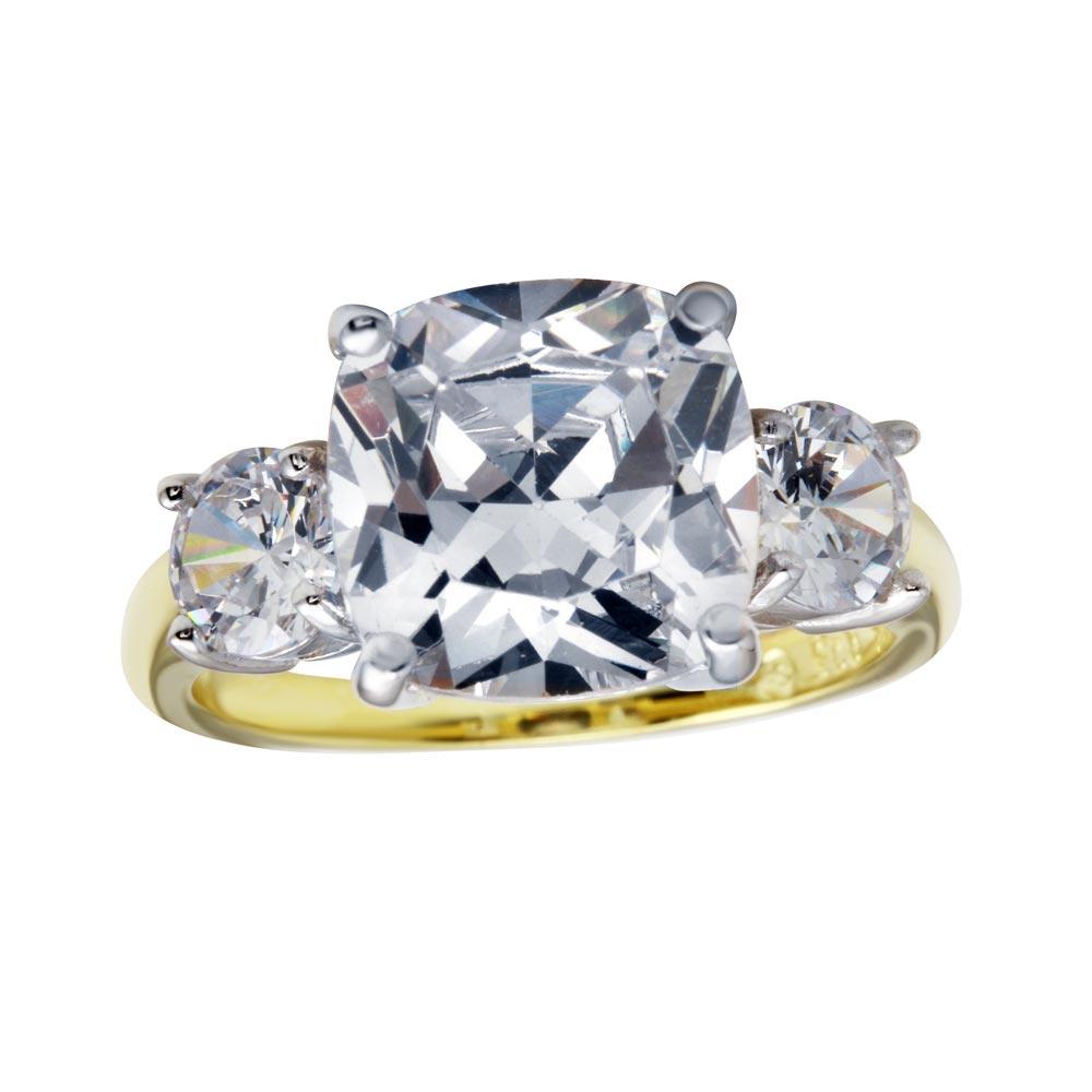 Silver 925 Gold Plated Past Present Future Ring - BGR01220GP | Silver Palace Inc.