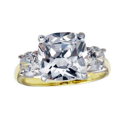 Silver 925 Gold Plated Past Present Future Ring - BGR01220GP | Silver Palace Inc.