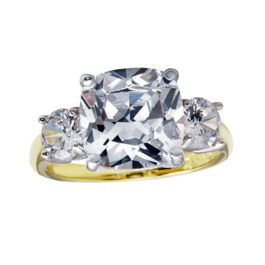 Silver 925 Gold Plated Past Present Future Ring - BGR01220GP | Silver Palace Inc.