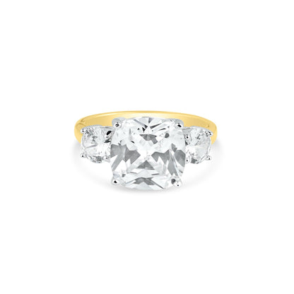Silver 925 Gold Plated Past Present Future Ring - BGR01220GP