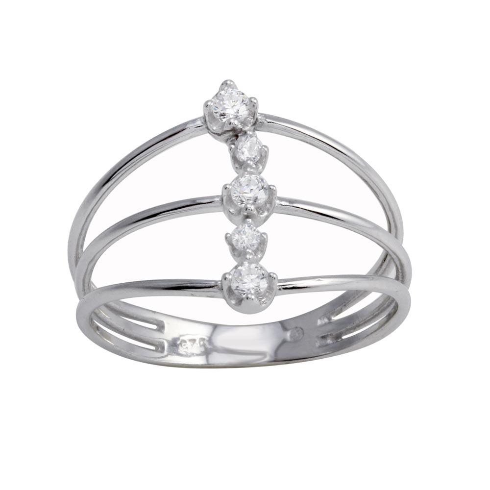 Silver 925 Rhodium Plated Line CZ Ring - BGR01277 | Silver Palace Inc.