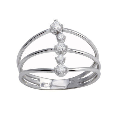 Silver 925 Rhodium Plated Line CZ Ring - BGR01277 | Silver Palace Inc.
