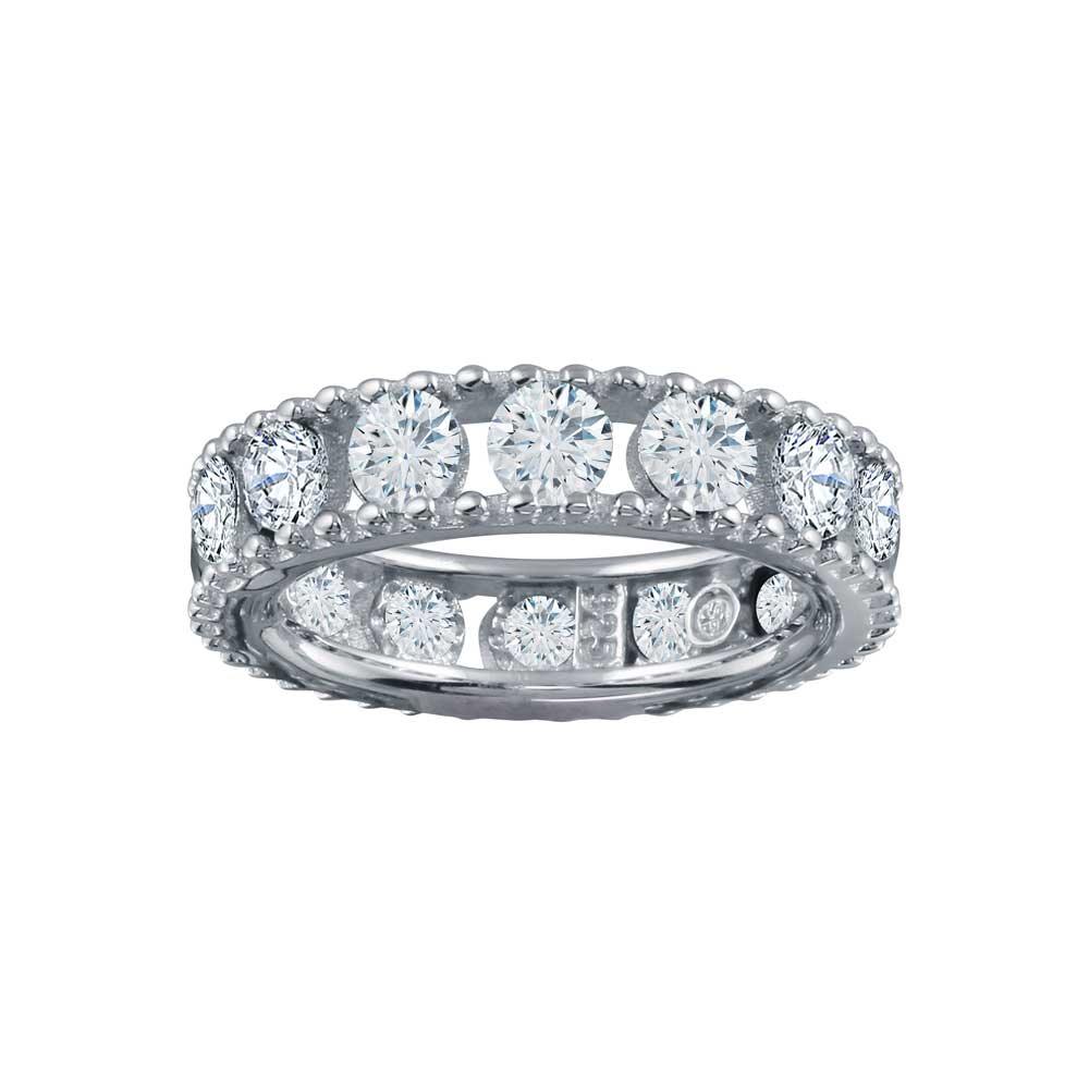 Rhodium Plated 925 Sterling Silver Round CZ Band - BGR01293CLR | Silver Palace Inc.