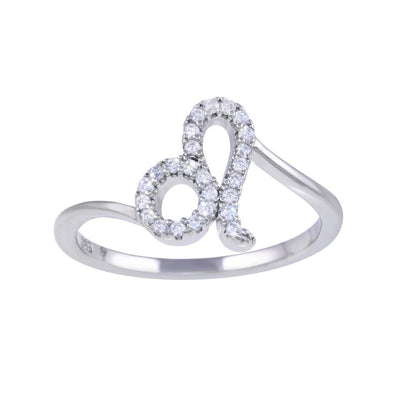 Rhodium Plated 925 Sterling Silver Leo CZ Zodiac Sign Ring - BGR01327 | Silver Palace Inc.