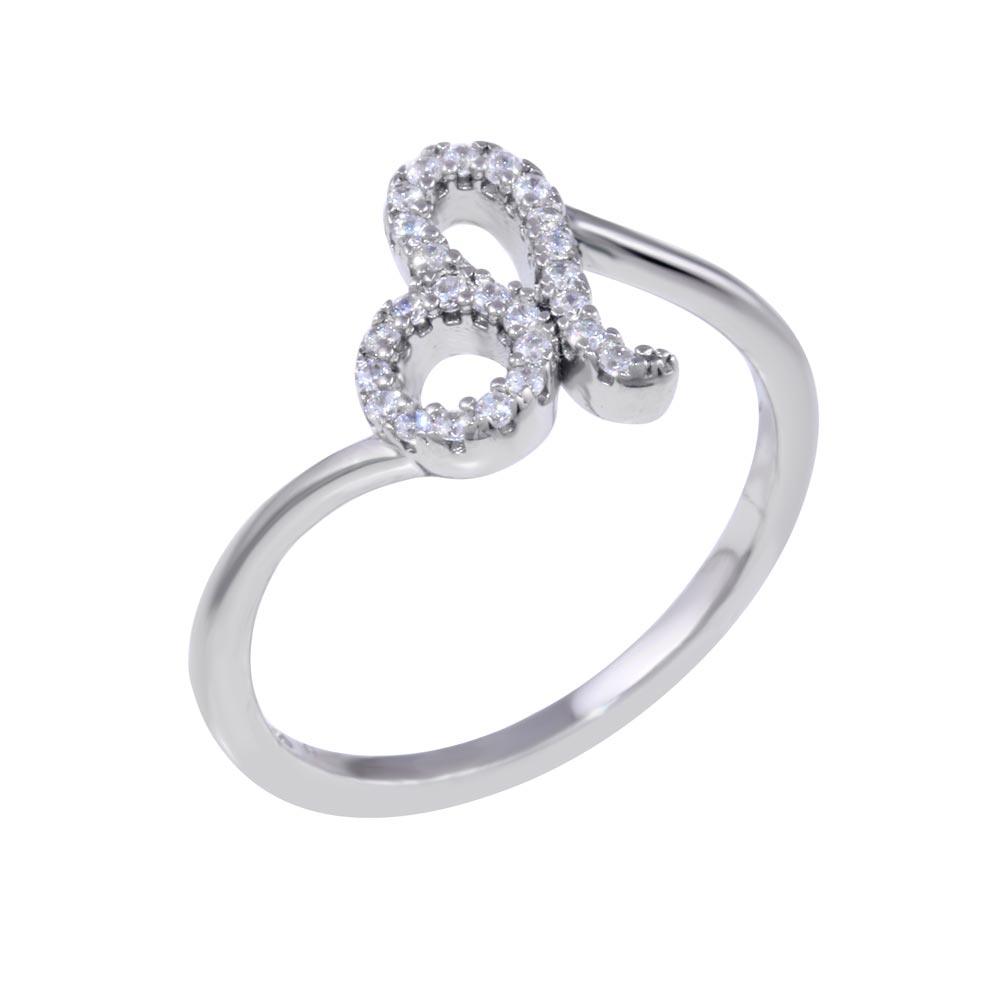 Rhodium Plated 925 Sterling Silver Leo CZ Zodiac Sign Ring - BGR01327