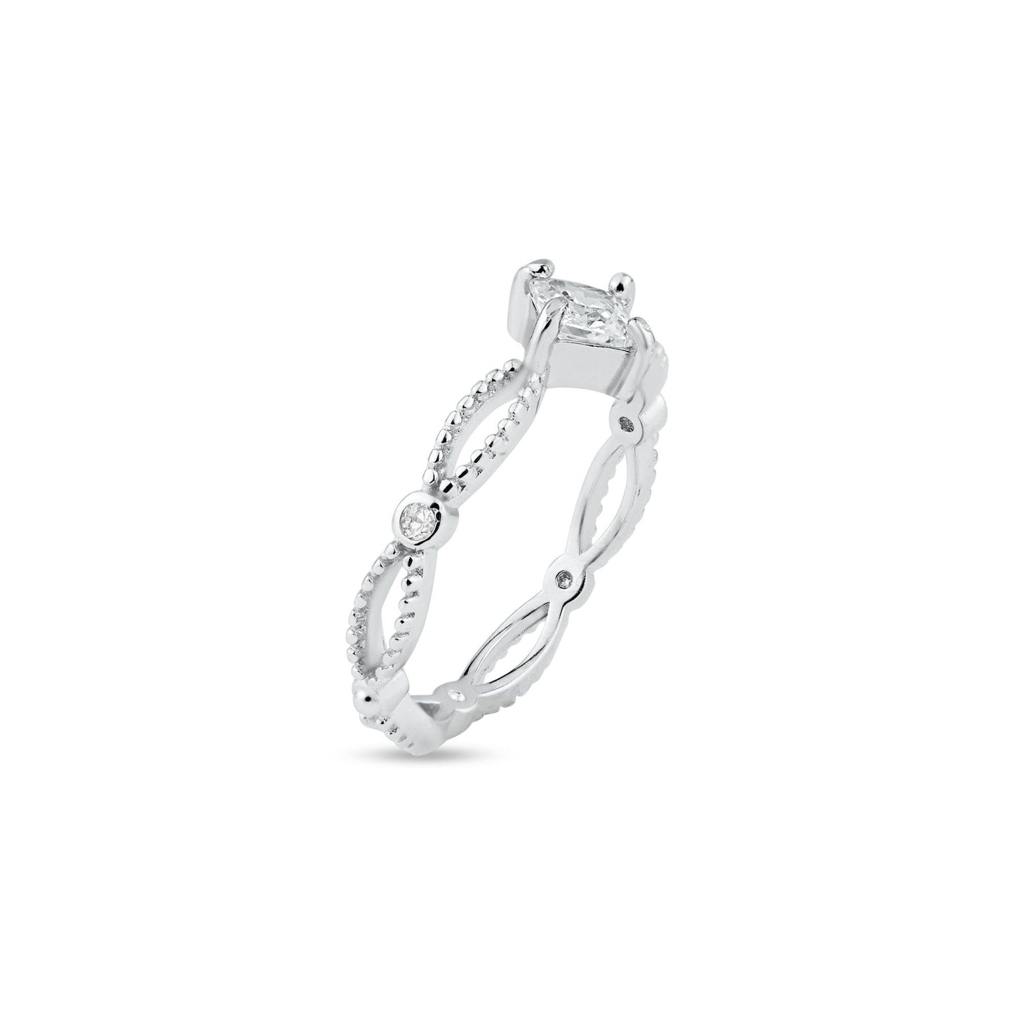 Rhodium Plated 925 Sterling Silver Marquise Clear CZ Ring - BGR01362CLR