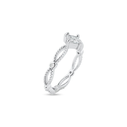 Rhodium Plated 925 Sterling Silver Marquise Clear CZ Ring - BGR01362CLR