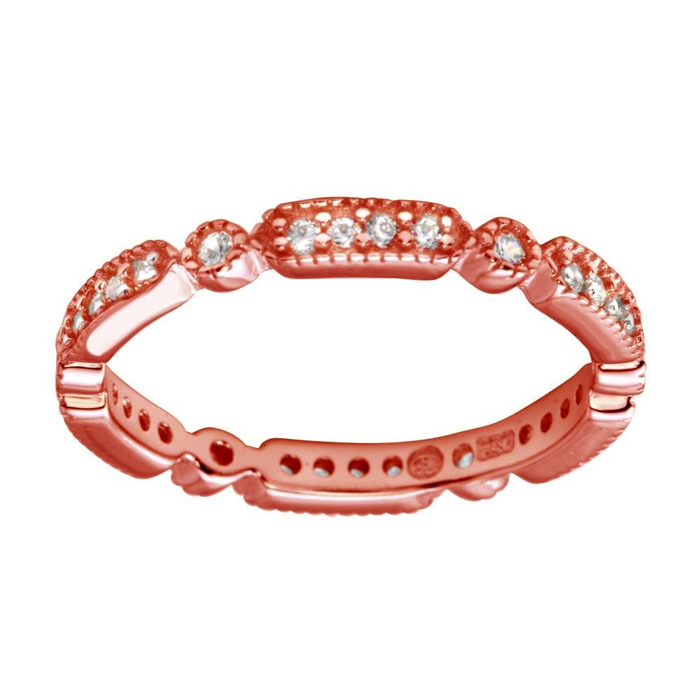 Silver 925 Rose Gold Plated CZ Eternity Ring - BGR01186RGP | Silver Palace Inc.
