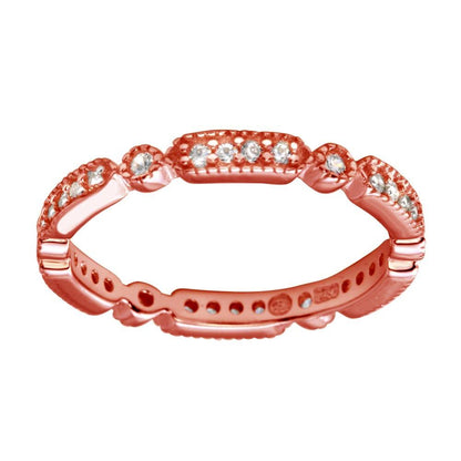 Silver 925 Rose Gold Plated CZ Eternity Ring - BGR01186RGP | Silver Palace Inc.