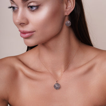 Rose Gold Plated 925 Sterling Silver Disc CZ Set - BGS00405