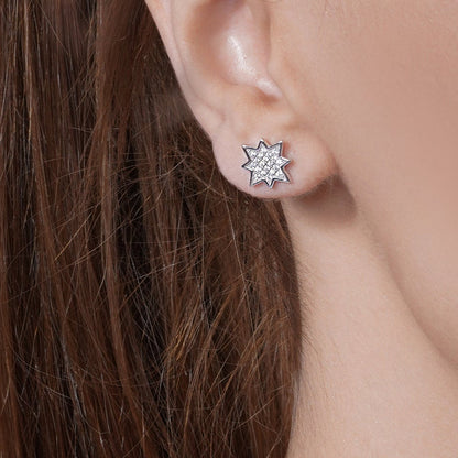 Rhodium Plated 925 Sterling Silver CZ Encrusted Star Set - BGS00592