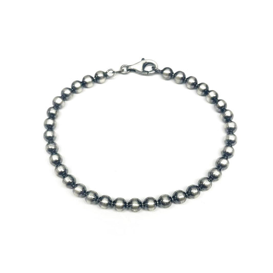 925 Sterling Gun Metal Finish Bead Bracelet 5mm - BSB0010