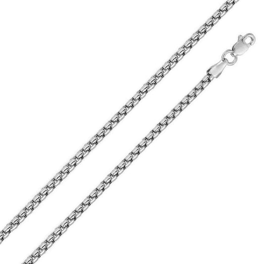 Silver 925 Rhodium Plated Round Box Chain 3.2mm - CH219D RH | Silver Palace Inc.