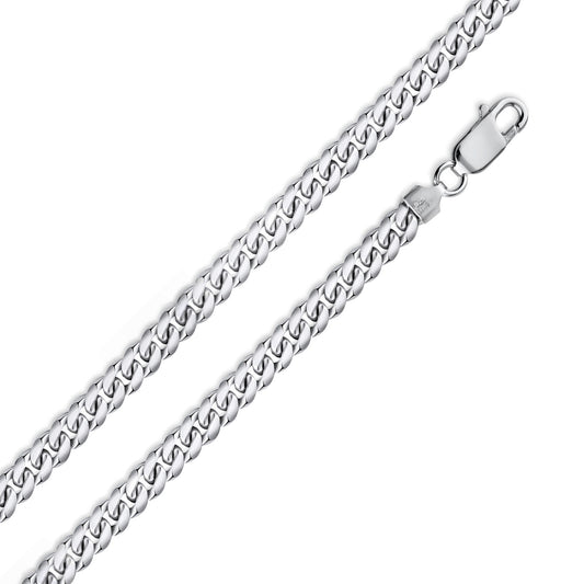 Rhodium Plated 925 Sterling Silver Miami Cuban Curb 160 Chain or Bracelet Link 5.5mm - CH316 RH