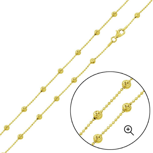 Silver 925 Gold Plated Alternating Wave Design DC Bead 004 Chains 3.8mm - CH551 GP | Silver Palace Inc.