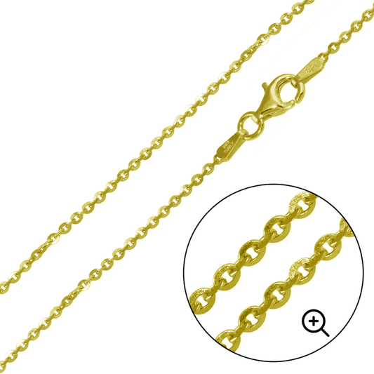 Gold Plated 925 Sterling Silver Brillantina DC 030 Chain or Bracelet 1.4mm - CH397 GP