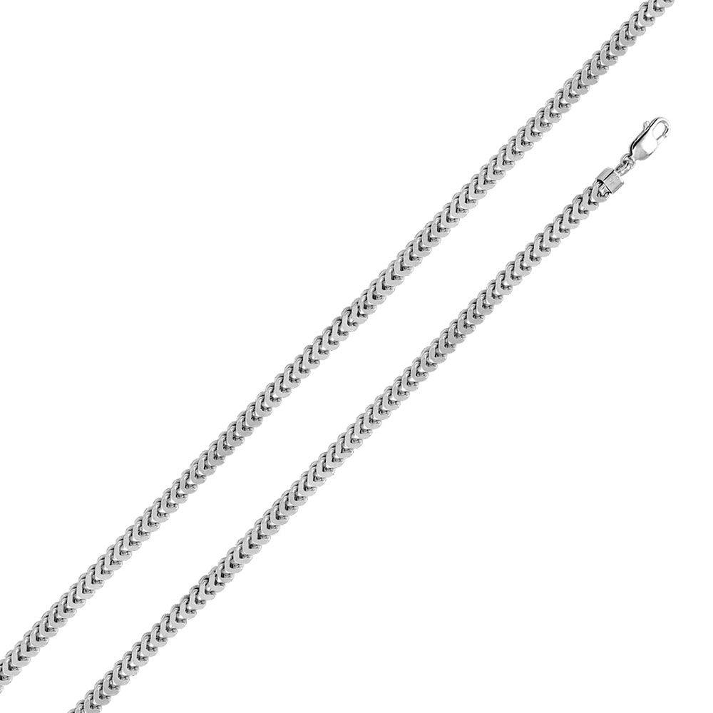 Rhodium Plated 925 Sterling Silver Hollow Franco Bracelet 5.7mm - CHHW102B RH | Silver Palace Inc.