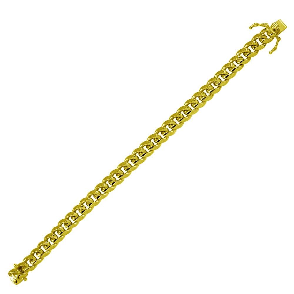 Gold Plated 925 Sterling Silver Miami Cuban Chain or Bracelet 9mm Box Lock - CH434 GP